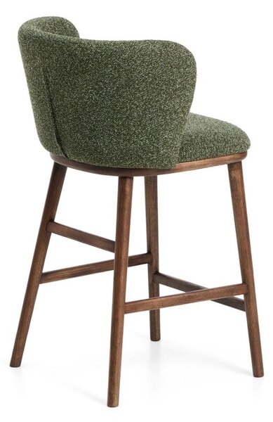 Ciemnozielony tapicerowany hoker (wysokość siedziska 65 cm) Ciselia – Kave Home