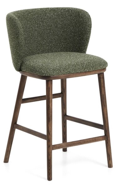 Ciemnozielony tapicerowany hoker (wysokość siedziska 65 cm) Ciselia – Kave Home