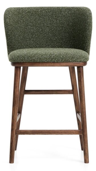Ciemnozielony tapicerowany hoker (wysokość siedziska 65 cm) Ciselia – Kave Home