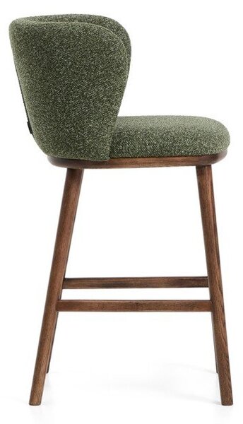 Ciemnozielony tapicerowany hoker (wysokość siedziska 65 cm) Ciselia – Kave Home