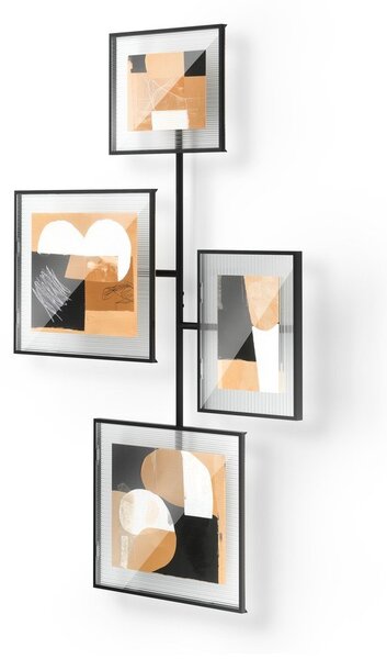 Metalowa/szklana ramka ścienna w kolorze czerni z połyskiem 57x99 cm Flute – Umbra