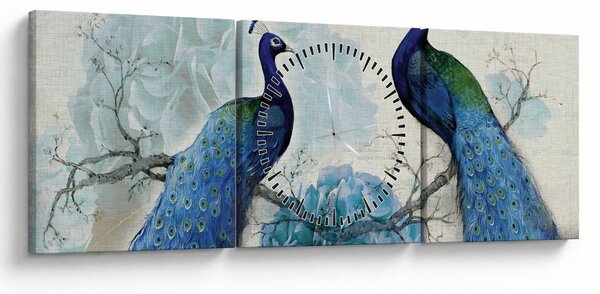 Obraz - Pawie tekstury (z zegarem) (90x30 cm)
