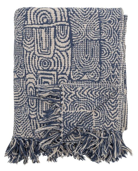 Niebieski koc z mieszanki bawełny 130x160 cm Bresso – Bloomingville