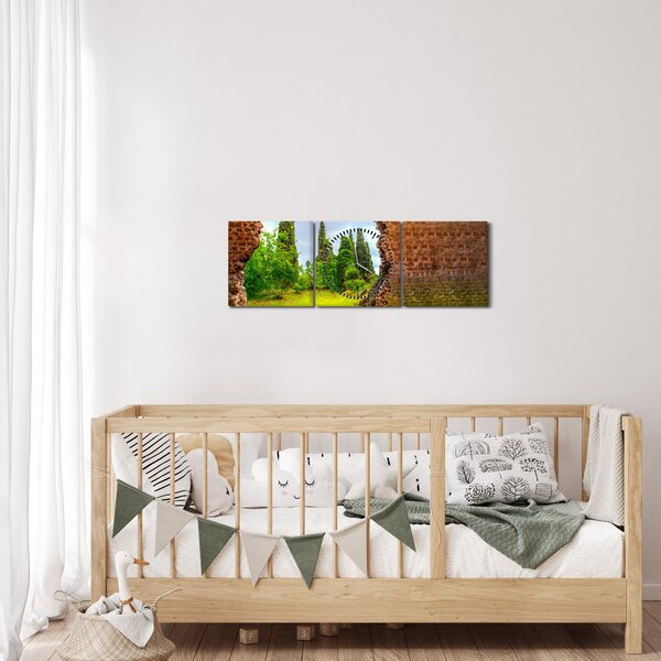 Obraz - Ogród Eden (z zegarem) (90x30 cm)
