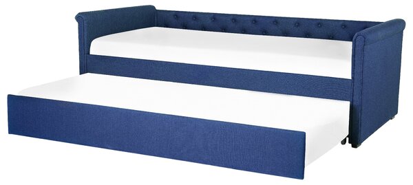 Rama łóżka wysuwanego z tkaniny niebieskie nowoczesne 80 x 200 cm Libourne Beliani