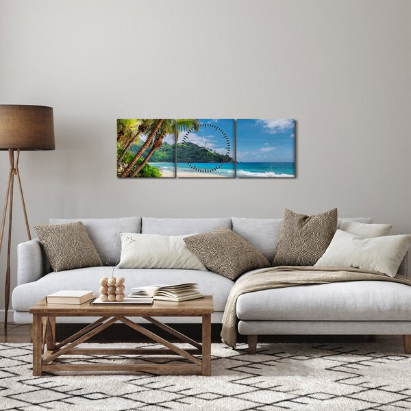 Obraz - Karaiby (z zegarem) (90x30 cm)