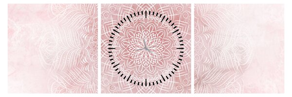 Obraz - Różowa mandala (z zegarem) (90x30 cm)