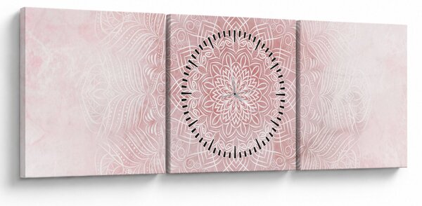 Obraz - Różowa mandala (z zegarem) (90x30 cm)