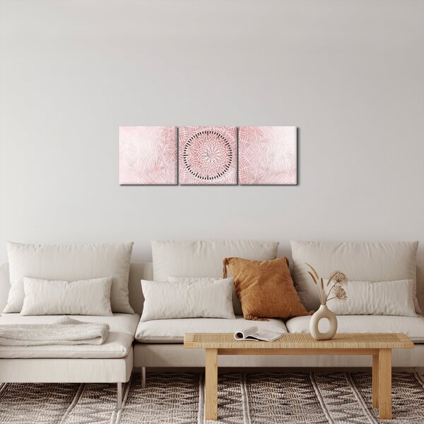 Obraz - Różowa mandala (z zegarem) (90x30 cm)