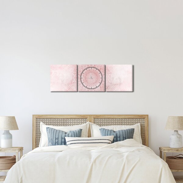 Obraz - Różowa mandala (z zegarem) (90x30 cm)