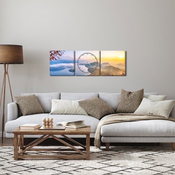 Obraz - Jezioro Bled (z zegarem) (90x30 cm)