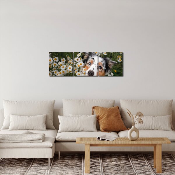 Obraz - Owczarek australijski (z zegarem) (90x30 cm)