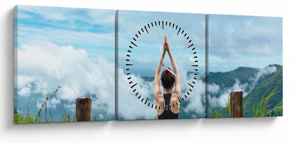 Obraz - Joga (z zegarem) (90x30 cm)