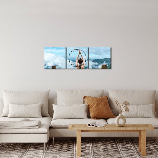 Obraz - Joga (z zegarem) (90x30 cm)