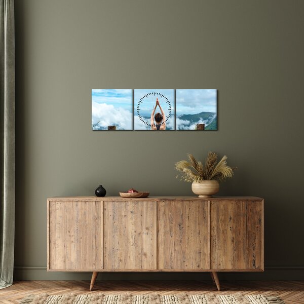 Obraz - Joga (z zegarem) (90x30 cm)