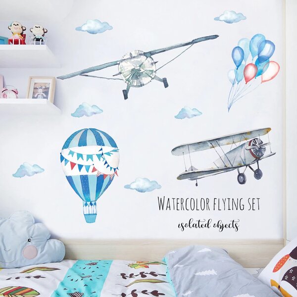 PIPPER | Naklejka na ścianę - "Balony i samoloty 2" 71x82 cm