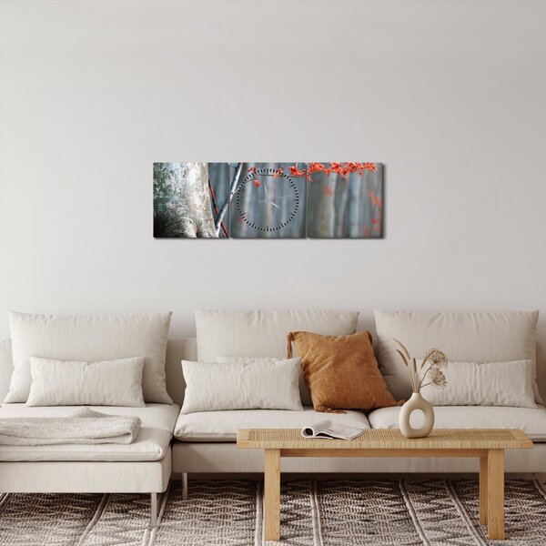 Obraz - Jesień (z zegarem) (90x30 cm)