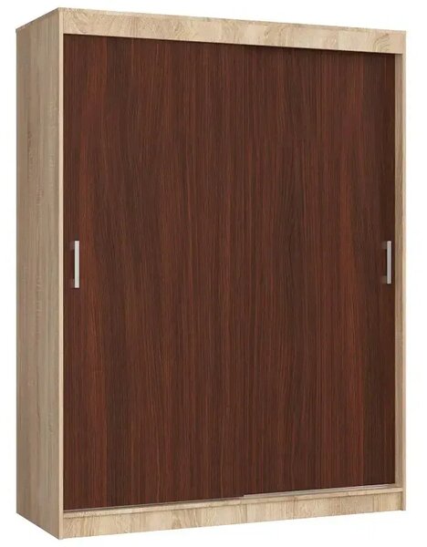 Szafa przesuwna z półkami i drążkiem dąb sonoma + wenge B3-R46