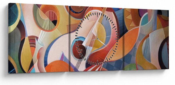 Obraz - Muzyczny abstrakt (z zegarem) (90x30 cm)