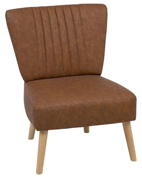 Fotel tapicerowany ekoskóra drewniane nóżki ozdobne oparcie brązowy Vaasa Beliani