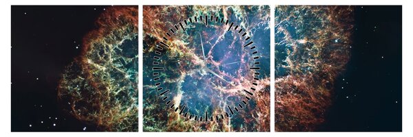 Obraz - Mgławica Krab (z zegarem) (90x30 cm)