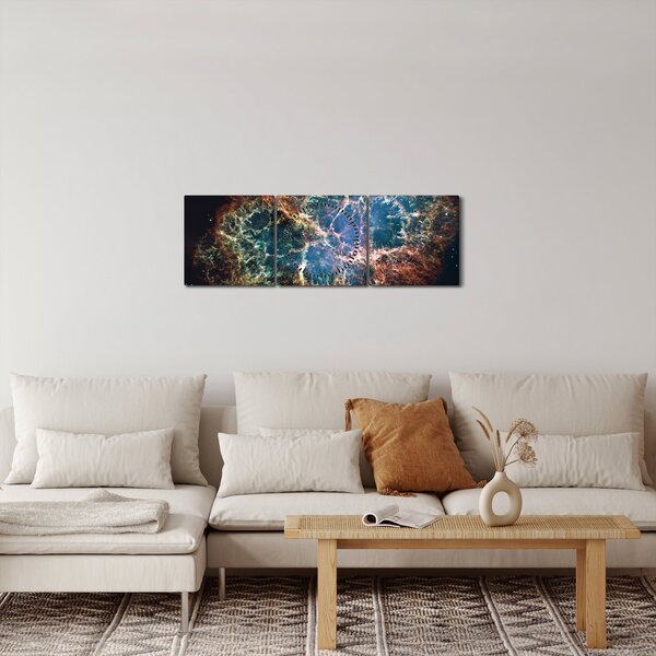 Obraz - Mgławica Krab (z zegarem) (90x30 cm)