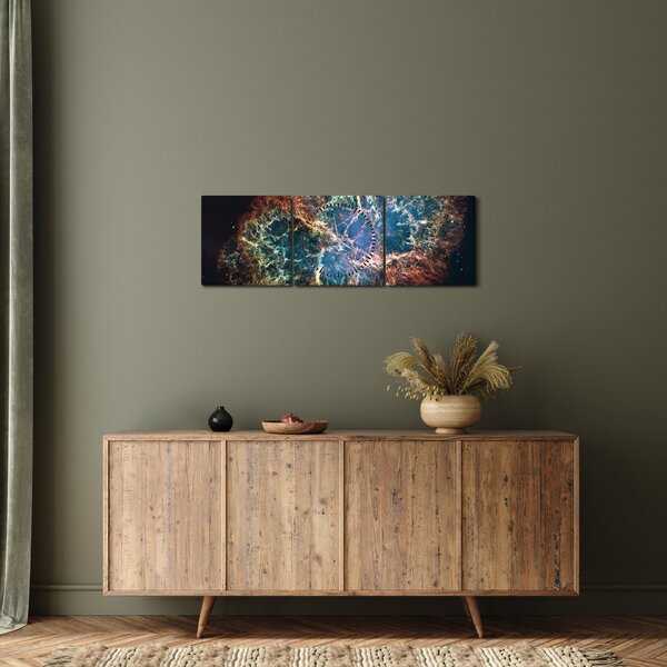 Obraz - Mgławica Krab (z zegarem) (90x30 cm)