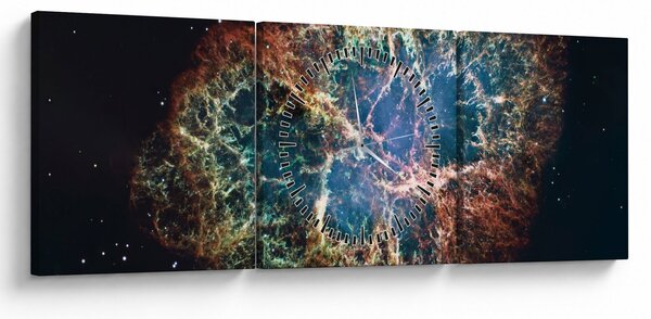 Obraz - Mgławica Krab (z zegarem) (90x30 cm)