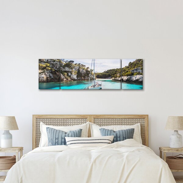 Obraz - Plaża z żaglówką (170x50 cm)