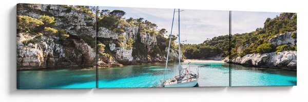 Obraz - Plaża z żaglówką (170x50 cm)