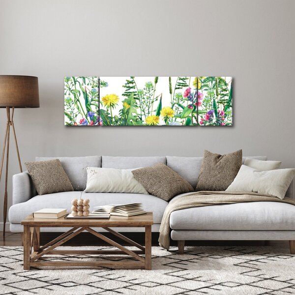 Obraz - Malowane kwiaty łąkowe (170x50 cm)