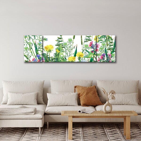 Obraz - Malowane kwiaty łąkowe (170x50 cm)