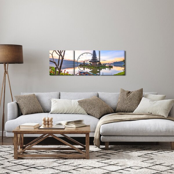 Obraz - Świątynia Pura Bratan (z zegarem) (90x30 cm)