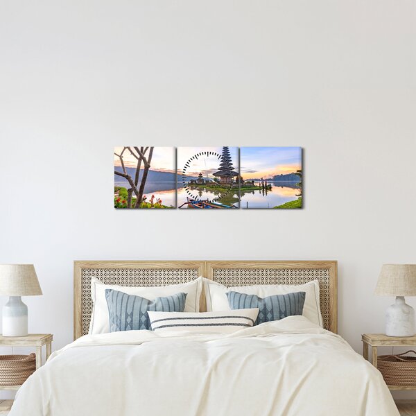 Obraz - Świątynia Pura Bratan (z zegarem) (90x30 cm)