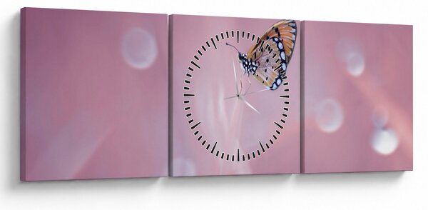 Obraz - Motyl (z zegarem) (90x30 cm)