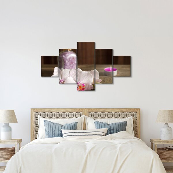 Obraz - Świeca i orchidee (125x70 cm)