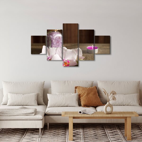Obraz - Świeca i orchidee (125x70 cm)