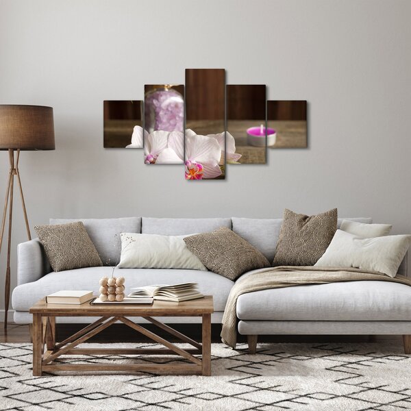 Obraz - Świeca i orchidee (125x70 cm)