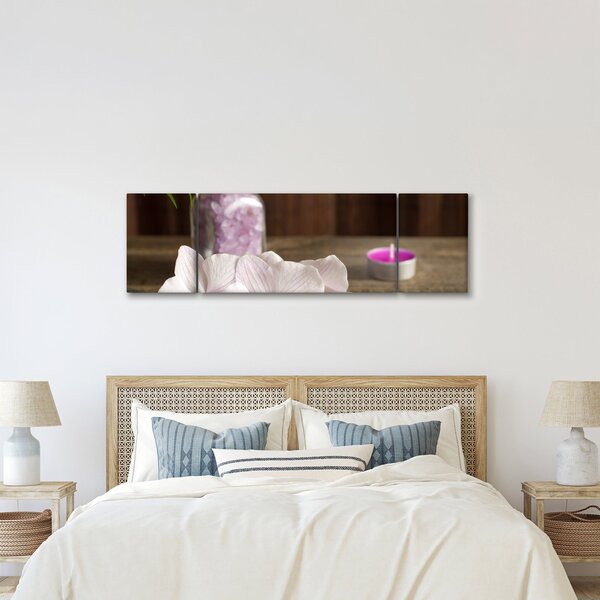 Obraz - Świeca i orchidee (170x50 cm)