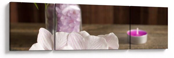 Obraz - Świeca i orchidee (170x50 cm)