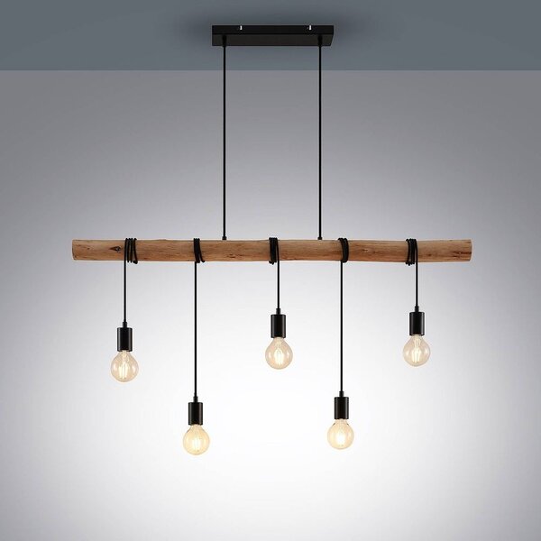 Lindby - Rom Lampa Wisząca Black/Wood