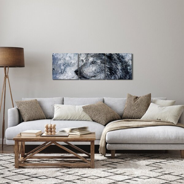 Obraz - Wilk z kreskówki (z zegarem) (90x30 cm)