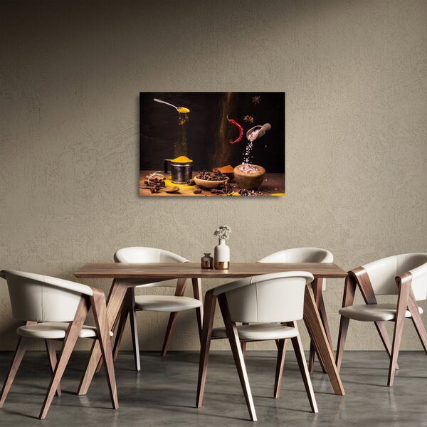 Obraz na szkle - Przyprawy w ruchu (70x50 cm)