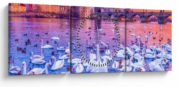 Obraz - Praga (z zegarem) (90x30 cm)