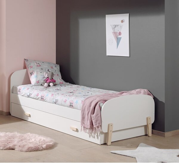 Białe łóżko dziecięce Vipack Kiddy, 90 x 200 cm