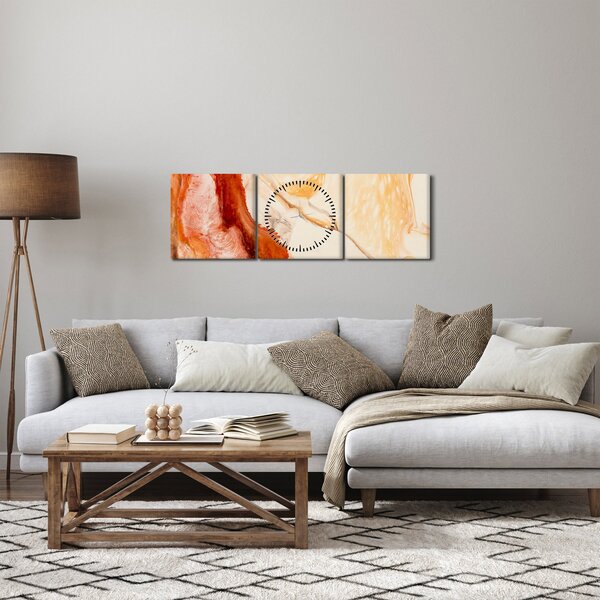 Obraz - Malarstwo abstrakcyjne (z zegarem) (90x30 cm)