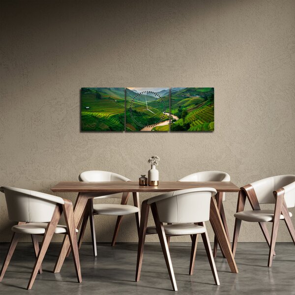 Obraz - Tarasy ryżowe II. (z zegarem) (90x30 cm)