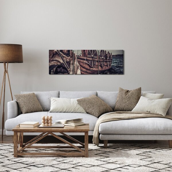 Obraz - Wojownik wikingów (z zegarem) (90x30 cm)