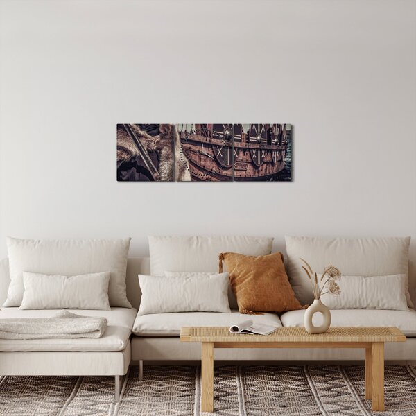 Obraz - Wojownik wikingów (z zegarem) (90x30 cm)