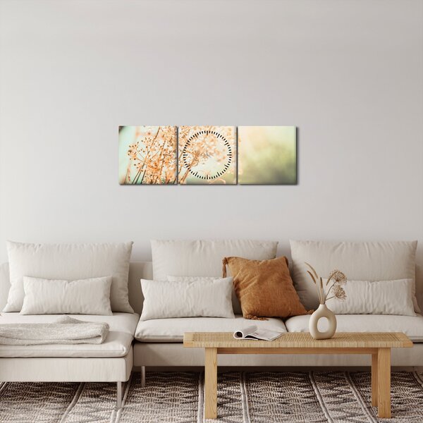 Obraz - Rośliny po deszczu (z zegarem) (90x30 cm)